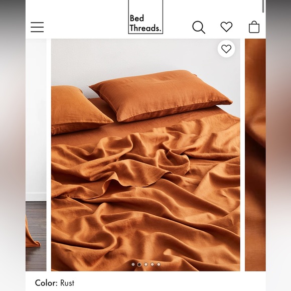 Bed Threads 100% French Flax Linen flat sheet - rust - Picture 2 of 4
